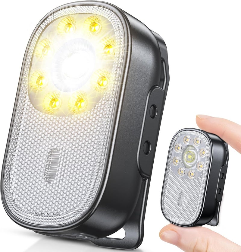 Cuvccn 500LM Ultra Bright Mini EDC Flashlight Rechargeable, 10 Modes Running Lights for Runners with Spot & Flood Light, IP65 Waterproof Small Clip on Flashlight for Walking, Camping, Hiking, Work - Image 1